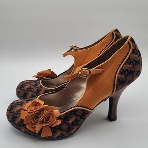 RUBY SHOO Ashley Court Shoe Mary Jane Retro Style Vintage Floral Embellished